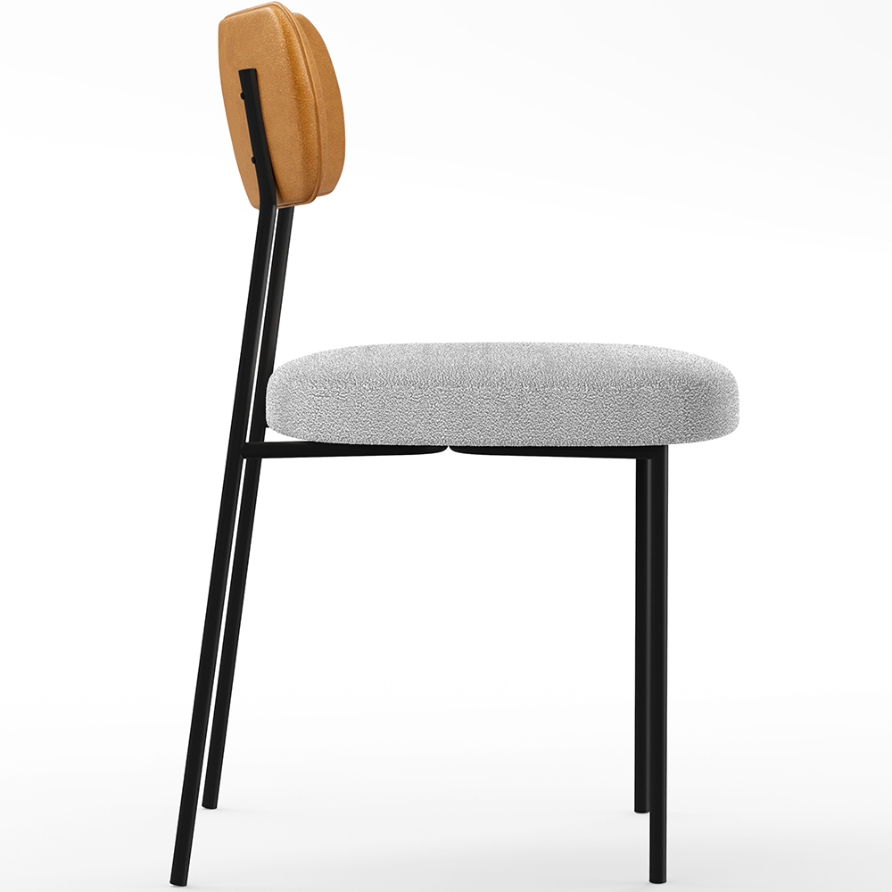 Cadeira Decorativa Estofada Para Sala De Jantar Melina L02 Couríssimo Whisky Bouclê Cinza - Lyam Decor