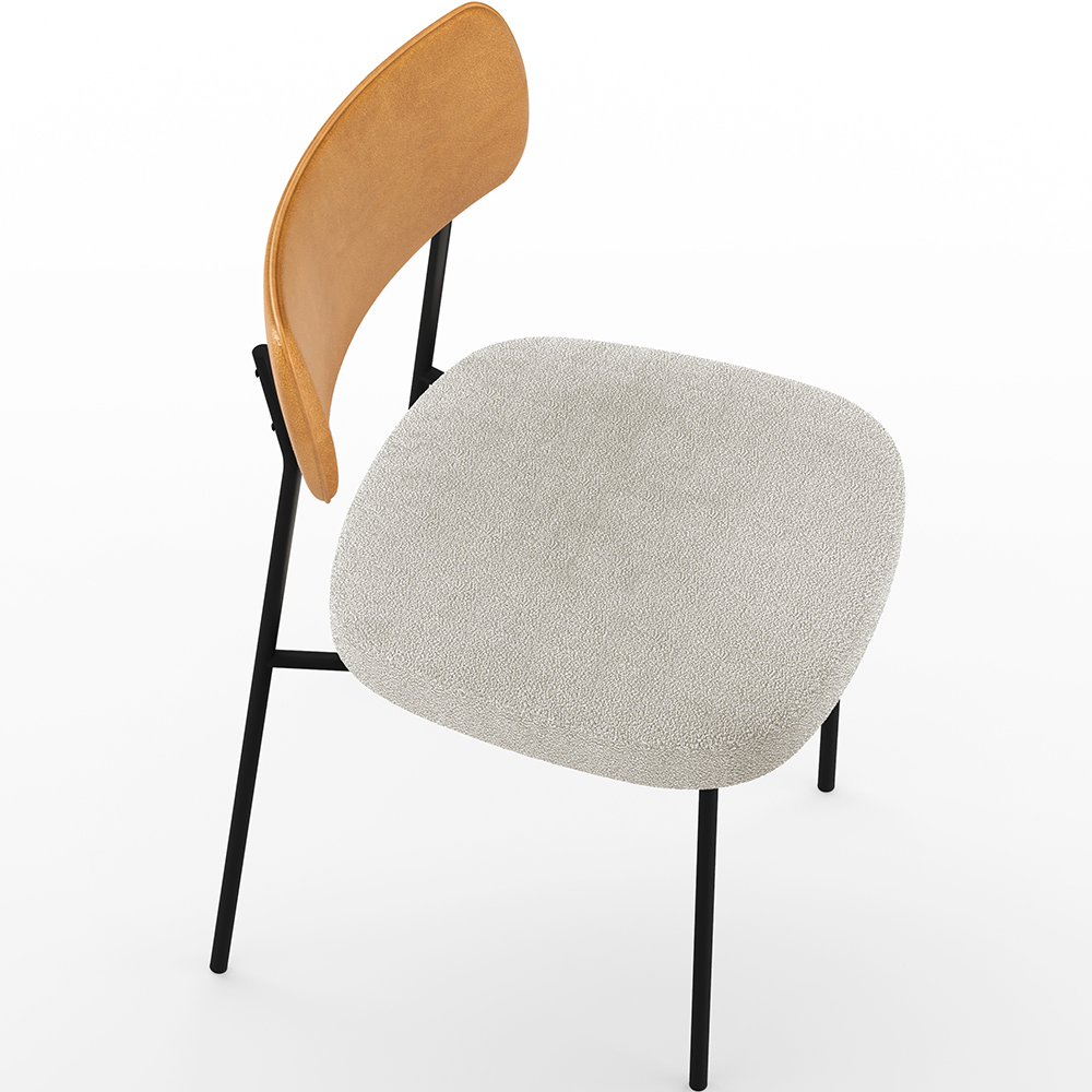 Cadeira Decorativa Estofada Para Sala De Jantar Melina L02 Couríssimo Whisky Bouclê Creme - Lyam Decor