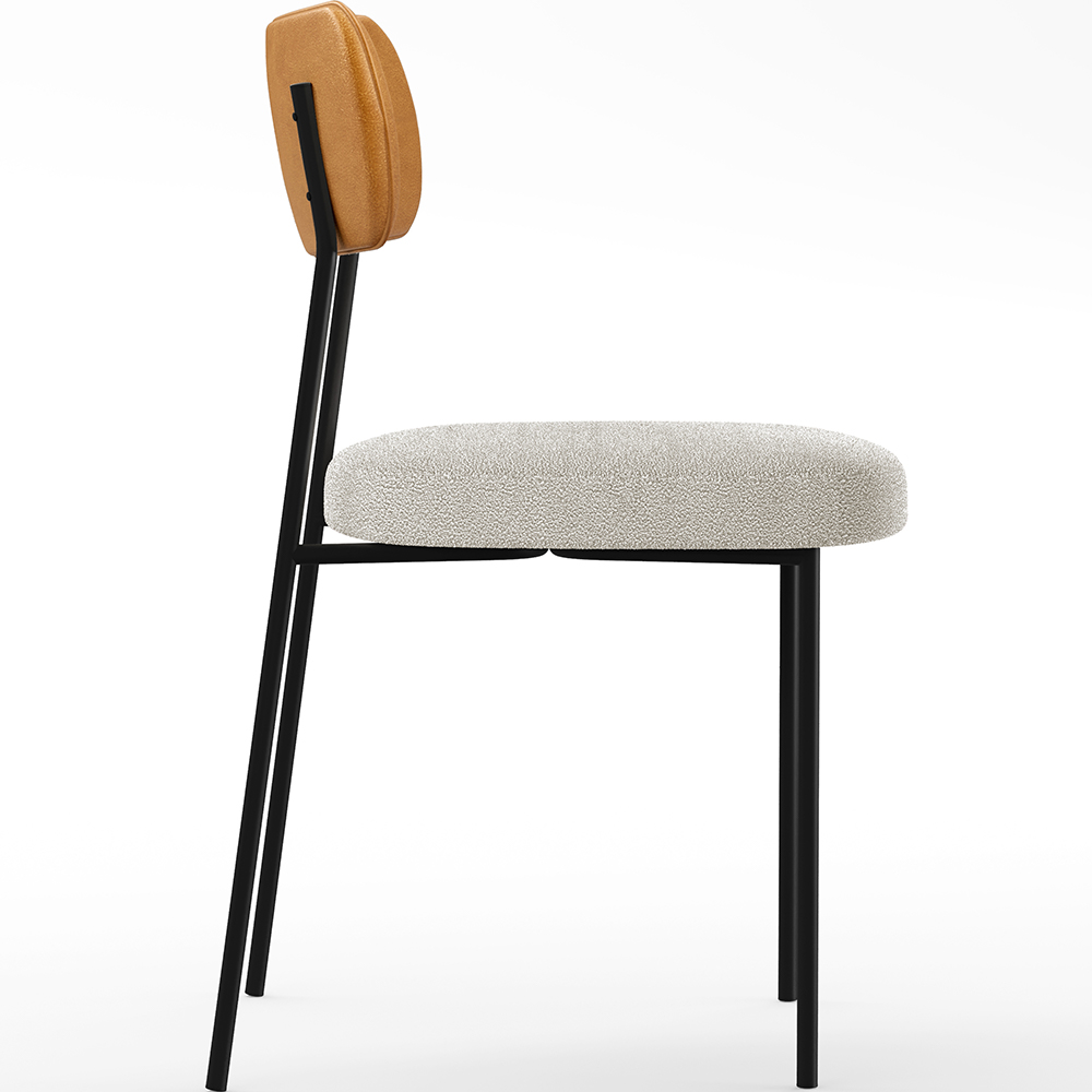 Cadeira Decorativa Estofada Para Sala De Jantar Melina L02 Couríssimo Whisky Bouclê Creme - Lyam Decor