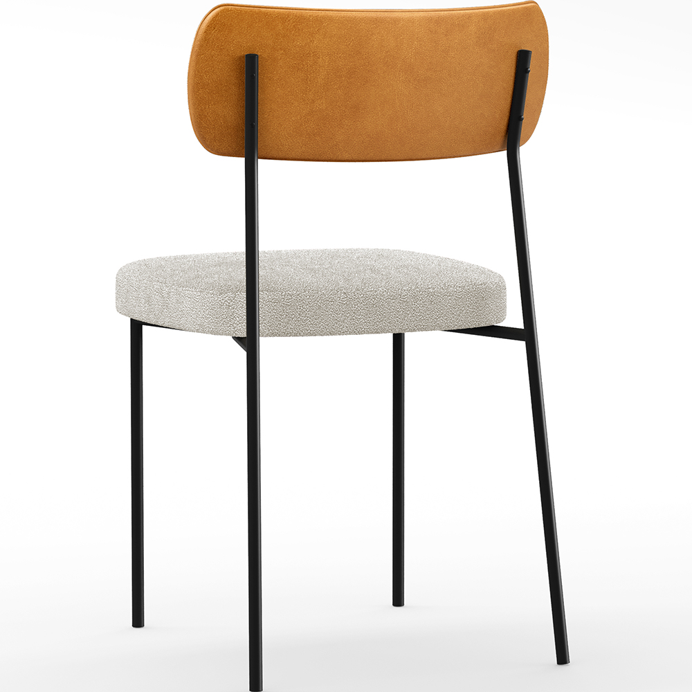 Cadeira Decorativa Estofada Para Sala De Jantar Melina L02 Couríssimo Whisky Bouclê Creme - Lyam Decor