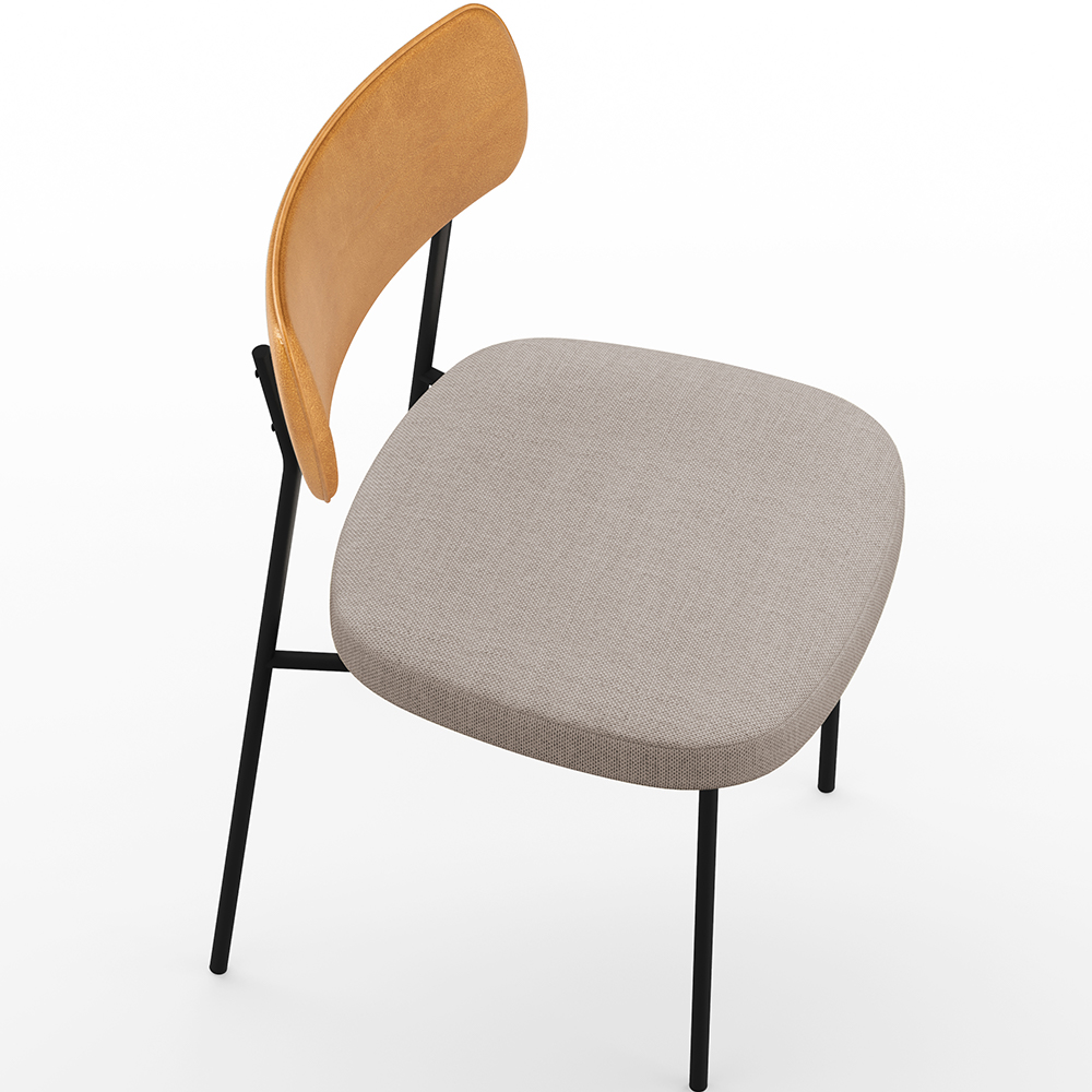 Cadeira Decorativa Estofada Para Sala De Jantar Melina L02 Couríssimo Whisky Linho Bege - Lyam Decor