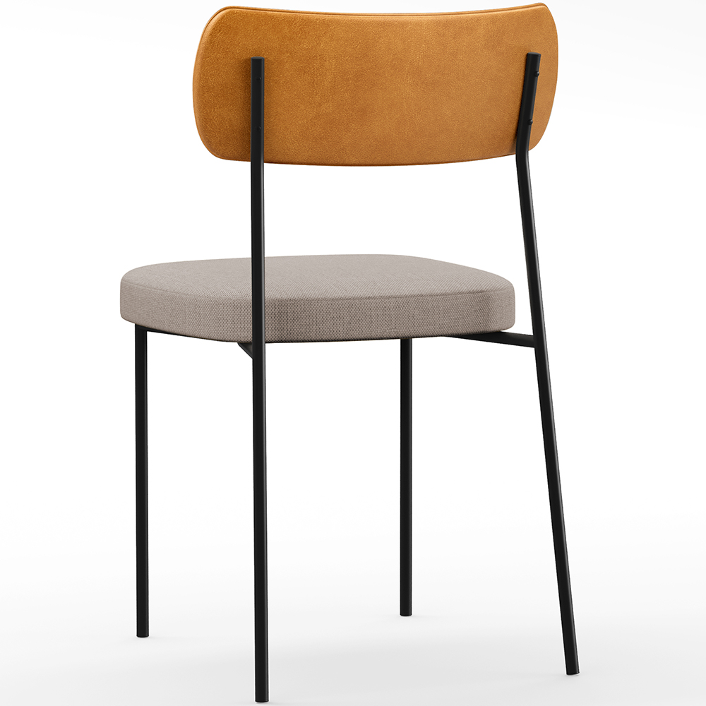 Cadeira Decorativa Estofada Para Sala De Jantar Melina L02 Couríssimo Whisky Linho Bege - Lyam Decor