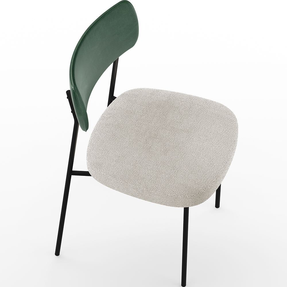 Cadeira Decorativa Estofada Para Sala De Jantar Melina L02 Facto Verde Musgo Bouclê Creme - Lyam Decor