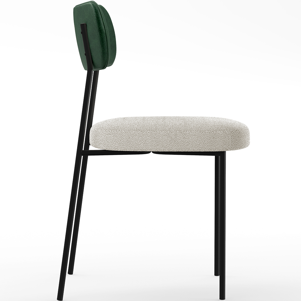 Cadeira Decorativa Estofada Para Sala De Jantar Melina L02 Facto Verde Musgo Bouclê Creme - Lyam Decor