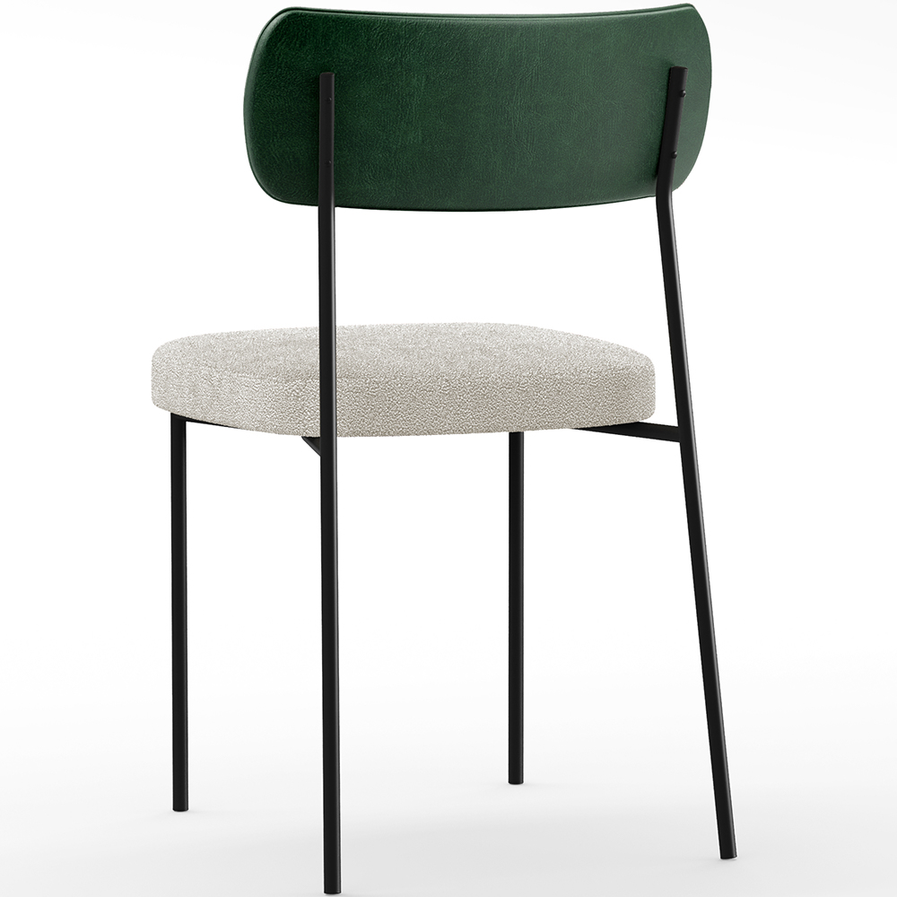 Cadeira Decorativa Estofada Para Sala De Jantar Melina L02 Facto Verde Musgo Bouclê Creme - Lyam Decor
