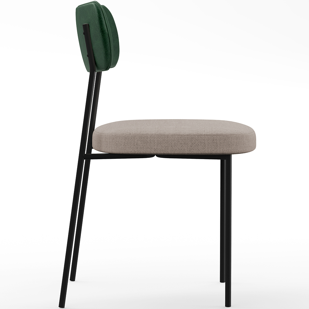 Cadeira Decorativa Estofada Para Sala De Jantar Melina L02 Facto Verde Musgo Linho Bege - Lyam Decor