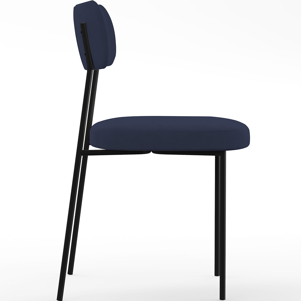 Cadeira Decorativa Estofada Para Sala De Jantar Melina L02 Suede Azul Marinho - Lyam Decor