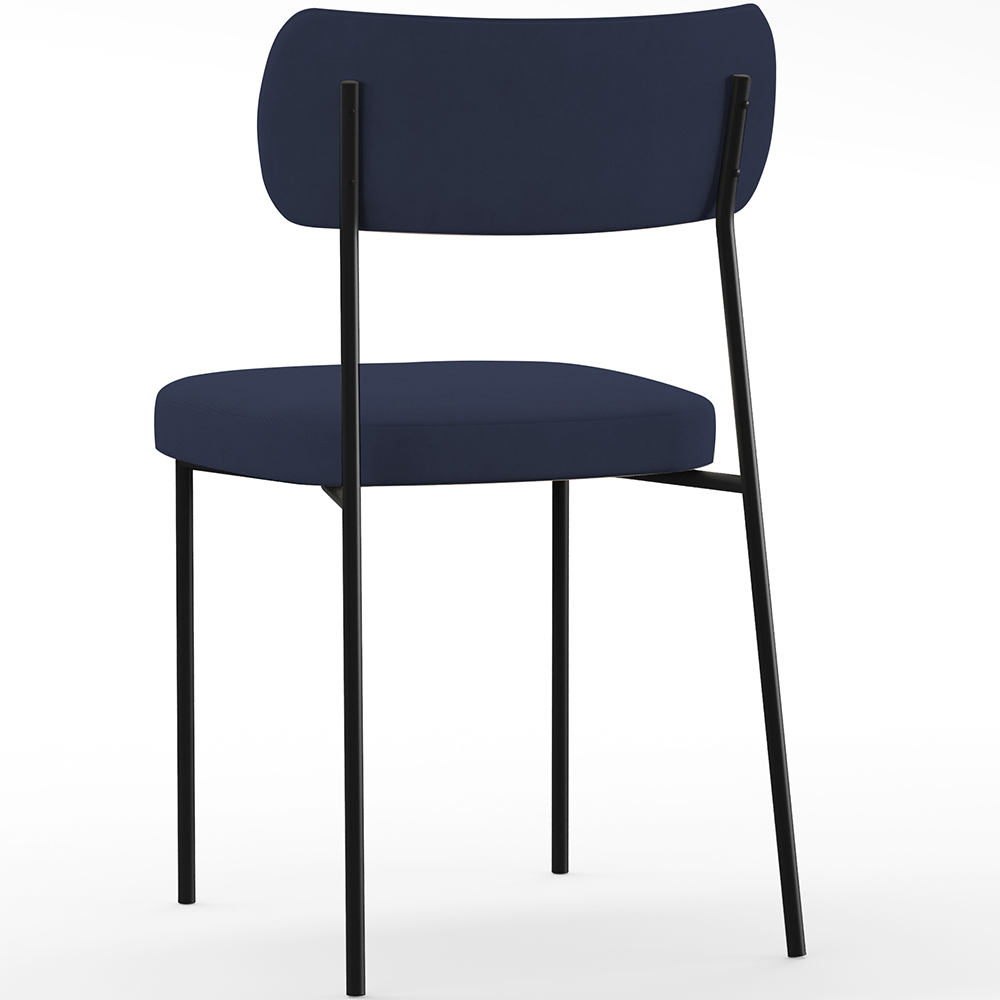 Cadeira Decorativa Estofada Para Sala De Jantar Melina L02 Suede Azul Marinho - Lyam Decor