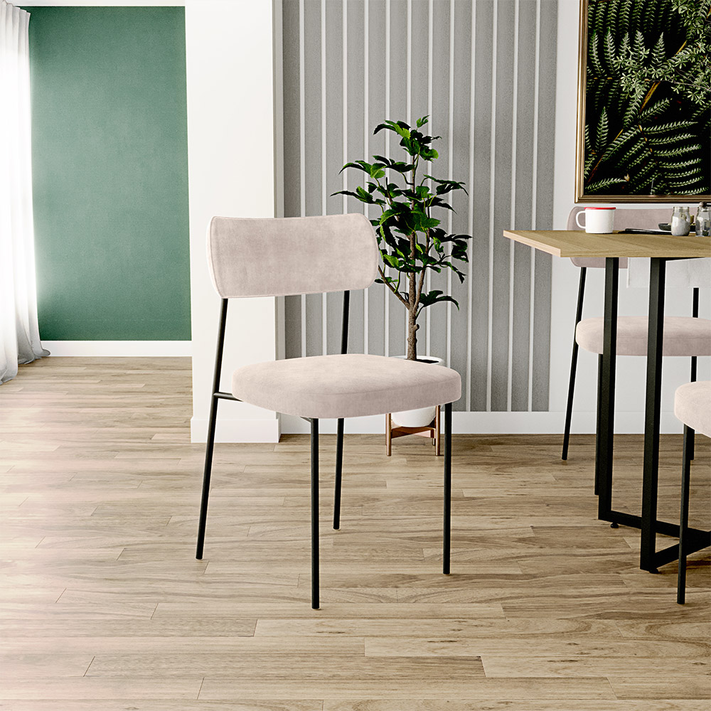 Cadeira Decorativa Estofada Para Sala De Jantar Melina L02 Suede Bege - Lyam Decor
