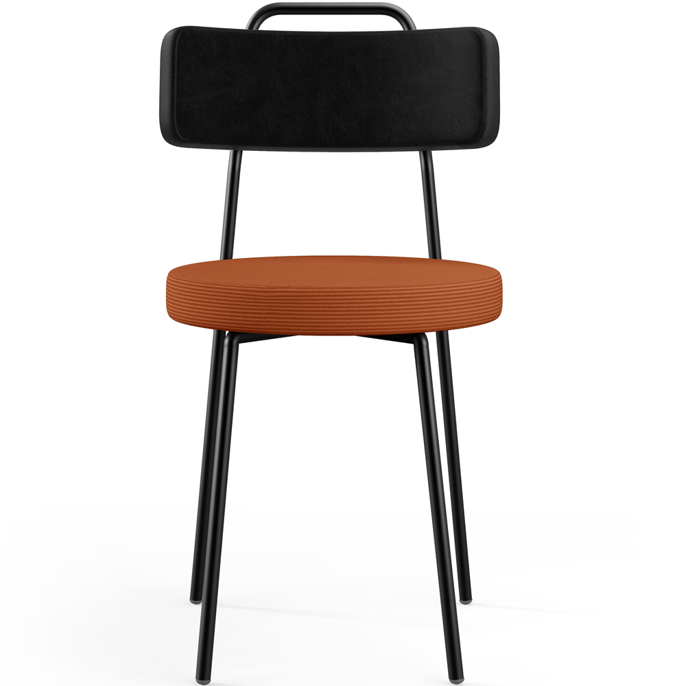 Cadeira Decorativa Estofada Para Sala Jantar Barcelona L02 Couríssimo Preto Tecido Terracota - Lyam