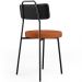 Cadeira Decorativa Estofada Para Sala Jantar Barcelona L02 Couríssimo Preto Tecido Terracota - Lyam