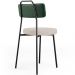 Cadeira Decorativa Estofada Para Sala de Jantar Barcelona L02 Facto Verde Musgo Linho Bege - Lyam