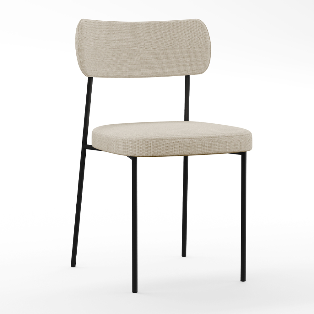 Cadeira Decorativa Estofada Para Sala de Jantar Melina F01 Linho Bege - Lyam Decor