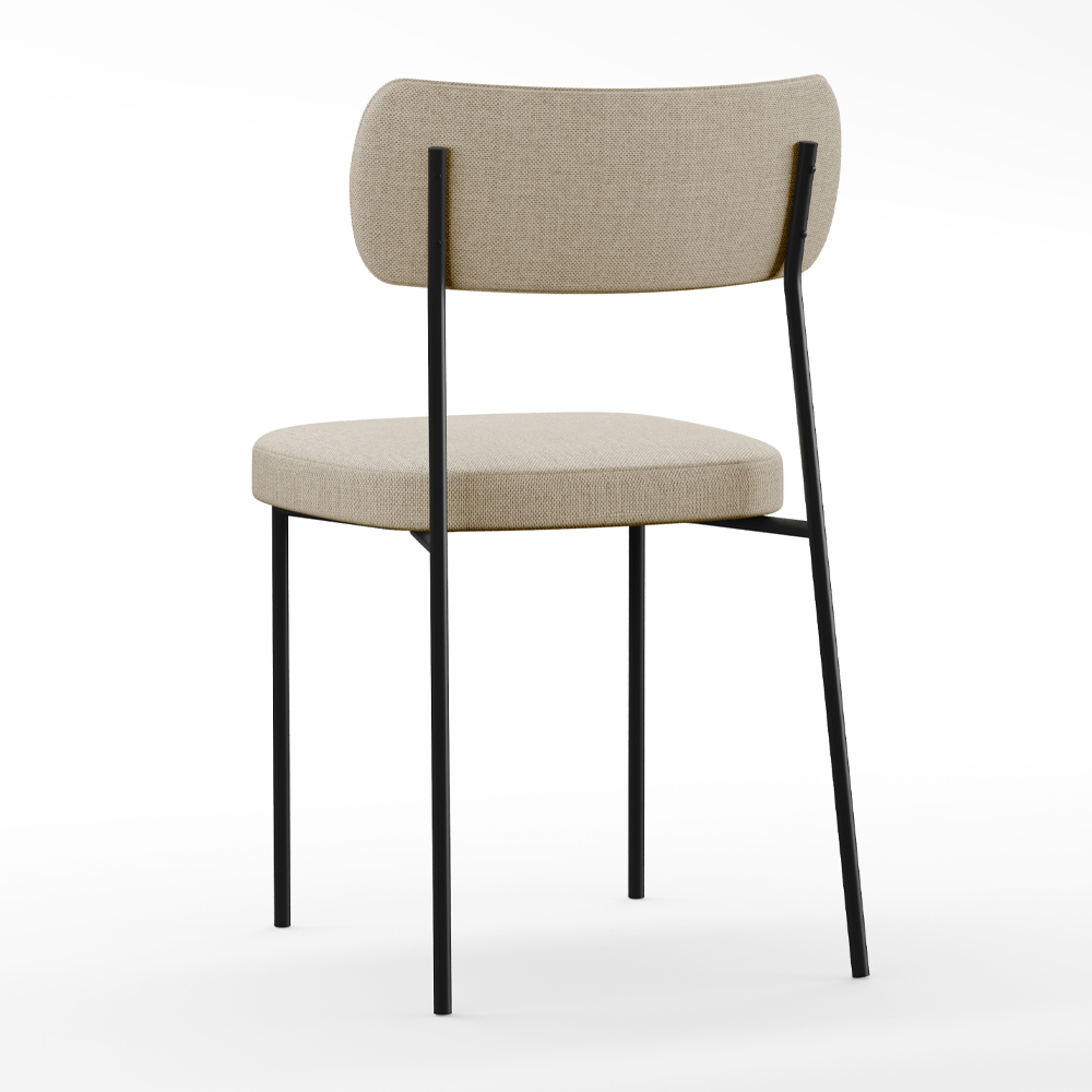 Cadeira Decorativa Estofada Para Sala de Jantar Melina F01 Linho Bege - Lyam Decor