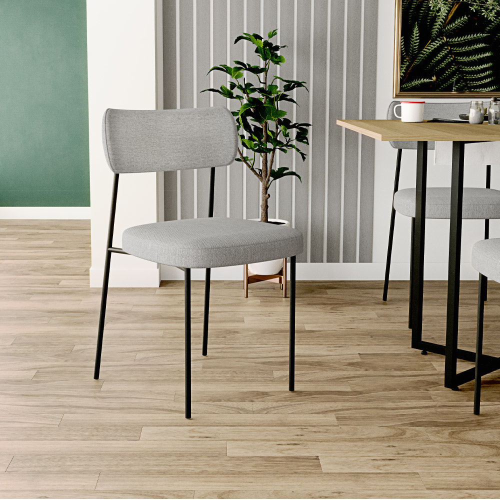Cadeira Decorativa Estofada Para Sala de Jantar Melina F01 Linho Cinza - Lyam Decor