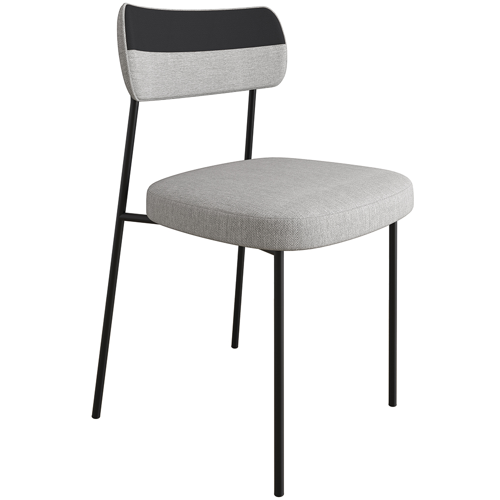 Cadeira Decorativa Estofada Para Sala de Jantar Melina F01 Linho Cinza Corano Preto - Lyam Decor