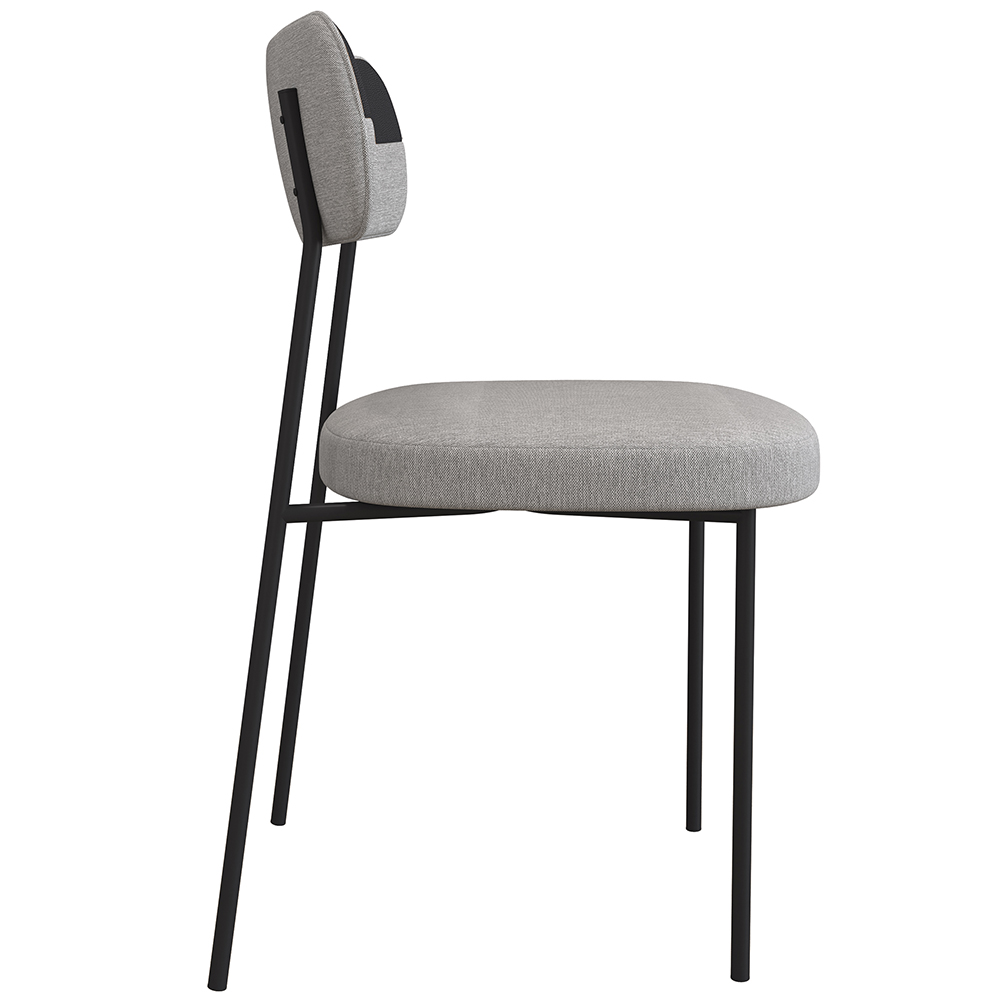 Cadeira Decorativa Estofada Para Sala de Jantar Melina F01 Linho Cinza Corano Preto - Lyam Decor