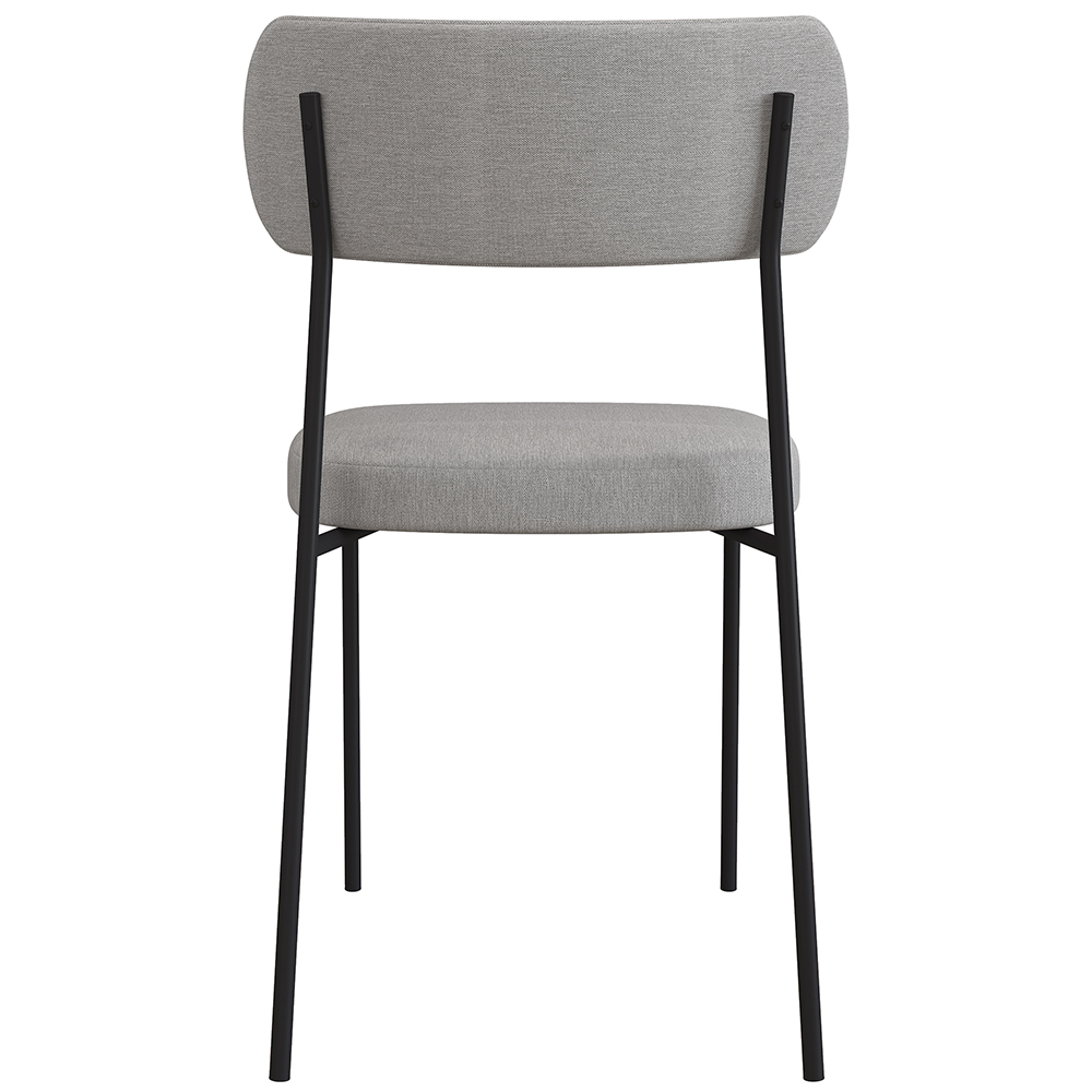 Cadeira Decorativa Estofada Para Sala de Jantar Melina F01 Linho Cinza Corano Preto - Lyam Decor