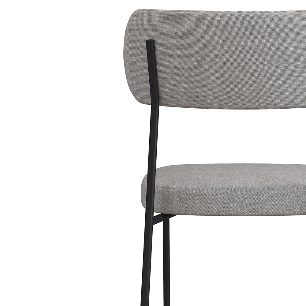 Cadeira Decorativa Estofada Para Sala de Jantar Melina F01 Linho Cinza Corano Preto - Lyam Decor