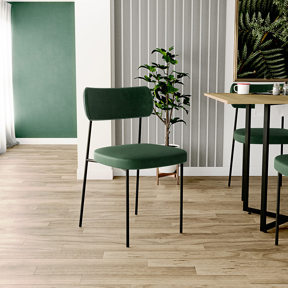 Cadeira Decorativa Estofada Para Sala de Jantar Melina L02 Couríssimo Verde Musgo - Lyam Decor