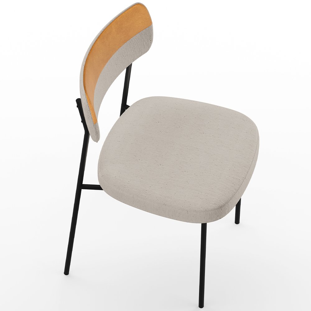 Cadeira Decorativa Estofada Para Sala de Jantar Melina L02 Linho  Cru Couríssimo Whisky - Lyam Decor