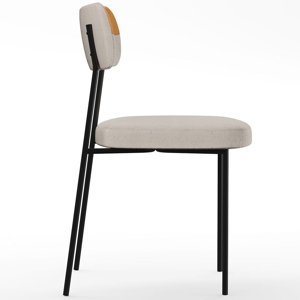 Cadeira Decorativa Estofada Para Sala de Jantar Melina L02 Linho  Cru Couríssimo Whisky - Lyam Decor