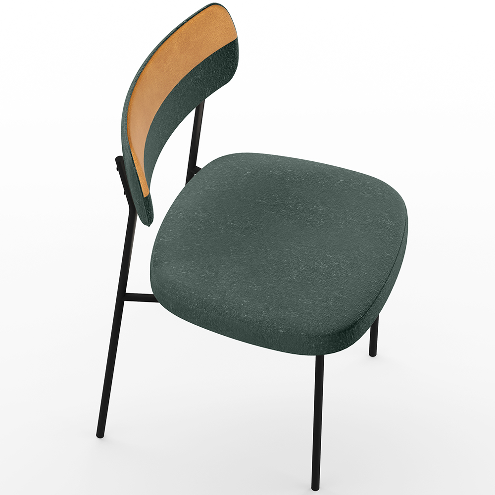 Cadeira Decorativa Estofada Para Sala de Jantar Melina L02 Linho  verde Couríssimo Whisky - Lyam Decor