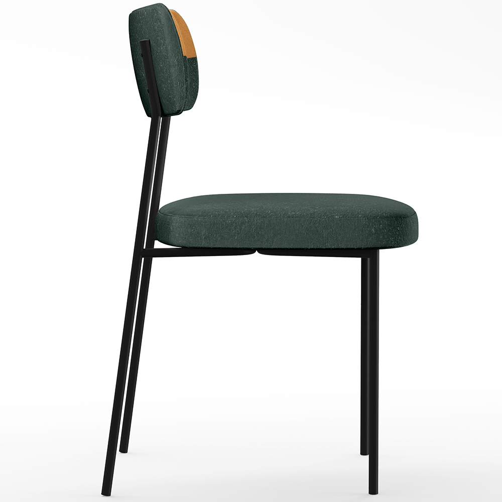 Cadeira Decorativa Estofada Para Sala de Jantar Melina L02 Linho  verde Couríssimo Whisky - Lyam Decor