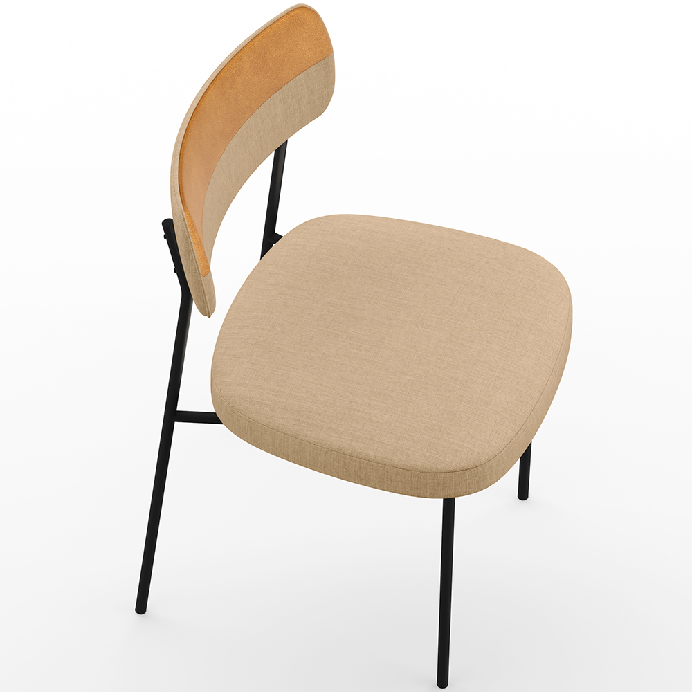 Cadeira Decorativa Estofada Para Sala de Jantar Melina L02 Linho Bege Escuro Couríssimo Whisky - Lyam Decor