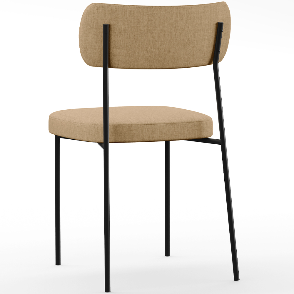 Cadeira Decorativa Estofada Para Sala de Jantar Melina L02 Linho Bege Escuro Couríssimo Whisky - Lyam Decor