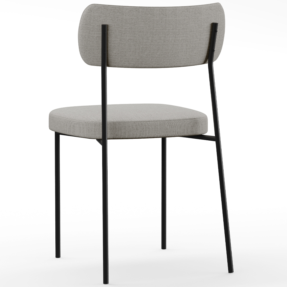 Cadeira Decorativa Estofada Para Sala de Jantar Melina L02 Linho Cinza Couríssimo Whisky - Lyam Decor