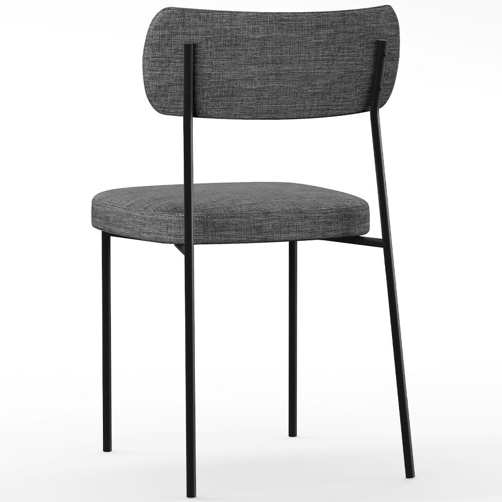 Cadeira Decorativa Estofada Para Sala de Jantar Melina L02 Linho Cinza Escuro Couríssimo Whisky - Lyam Decor