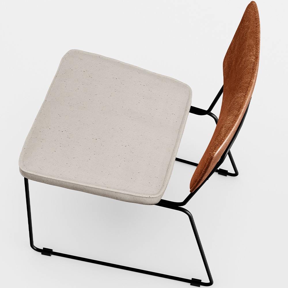 Cadeira Decorativa Estofada Sala De Jantar Allana L02 Couríssimo Camel Linho Cru - Lyam Decor