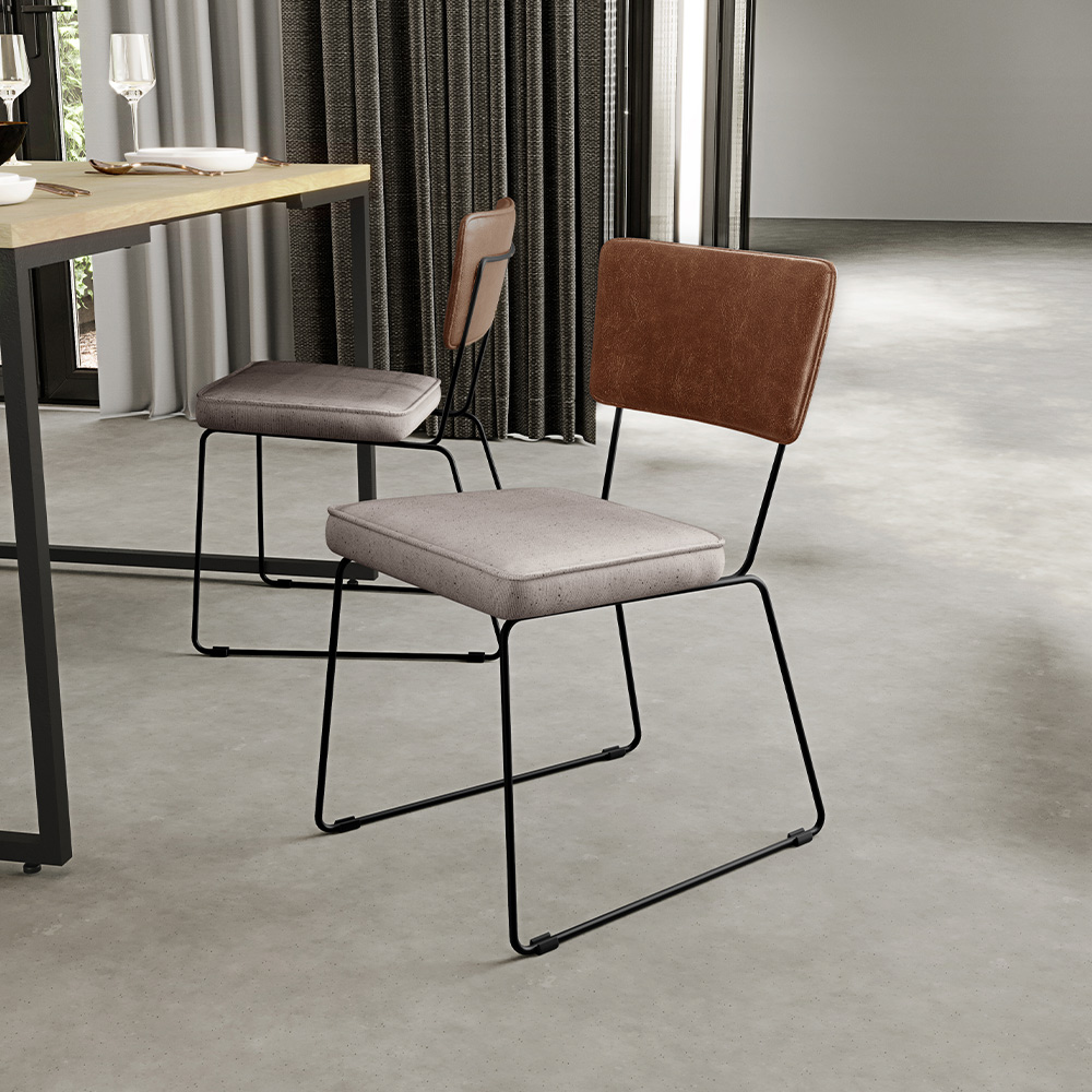 Cadeira Decorativa Estofada Sala De Jantar Allana L02 Couríssimo Marrom Linho Bege - Lyam Decor
