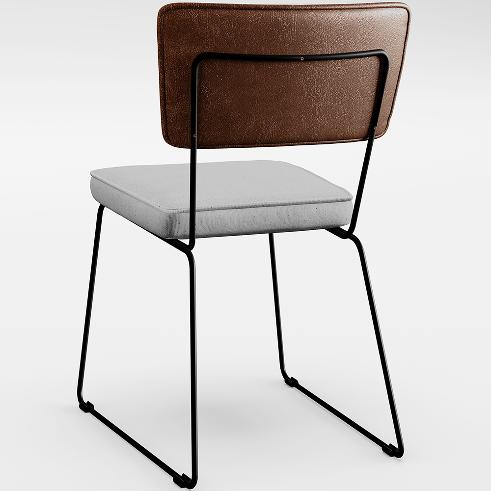 Cadeira Decorativa Estofada Sala De Jantar Allana L02 Couríssimo Marrom Linho Cinza - Lyam Decor