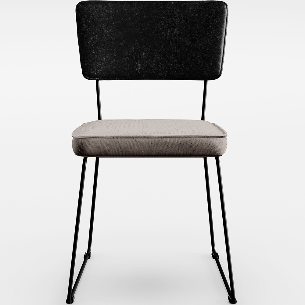 Cadeira Decorativa Estofada Sala De Jantar Allana L02 Couríssimo Preto Linho Bege - Lyam Decor