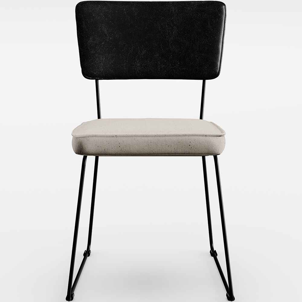 Cadeira Decorativa Estofada Sala De Jantar Allana L02 Couríssimo Preto Linho Cru - Lyam Decor