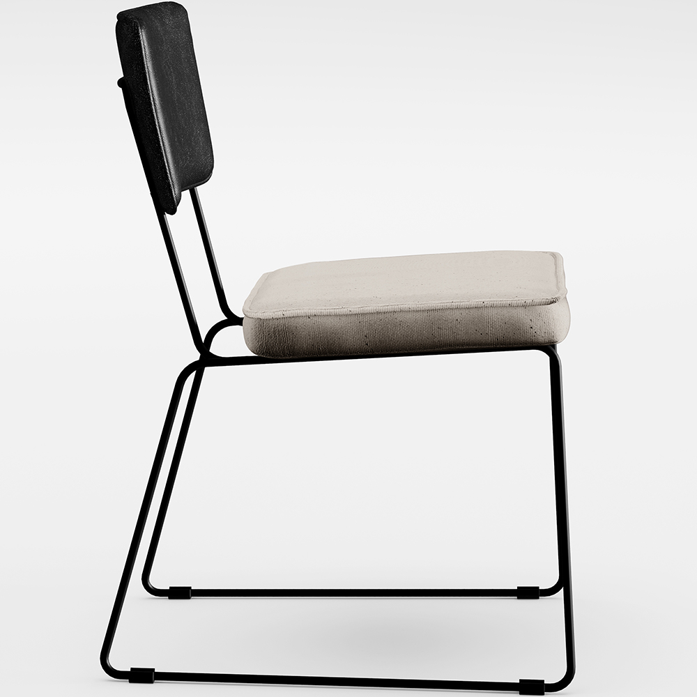 Cadeira Decorativa Estofada Sala De Jantar Allana L02 Couríssimo Preto Linho Cru - Lyam Decor