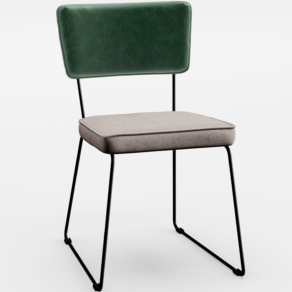 Cadeira Decorativa Estofada Sala De Jantar Allana L02 Facto Verde Musgo Linho Bege - Lyam Decor