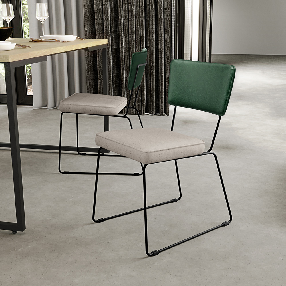Cadeira Decorativa Estofada Sala De Jantar Allana L02 Facto Verde Musgo Linho Cru - Lyam Decor