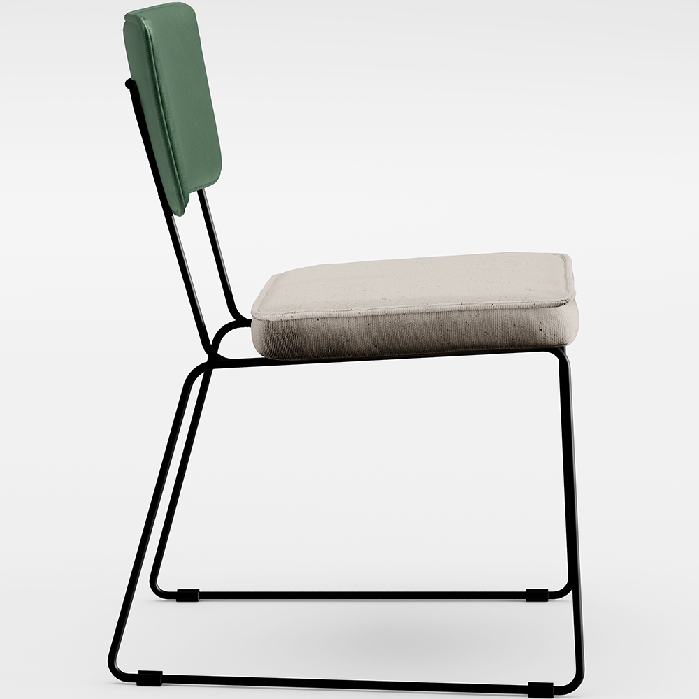 Cadeira Decorativa Estofada Sala De Jantar Allana L02 Facto Verde Musgo Linho Cru - Lyam Decor