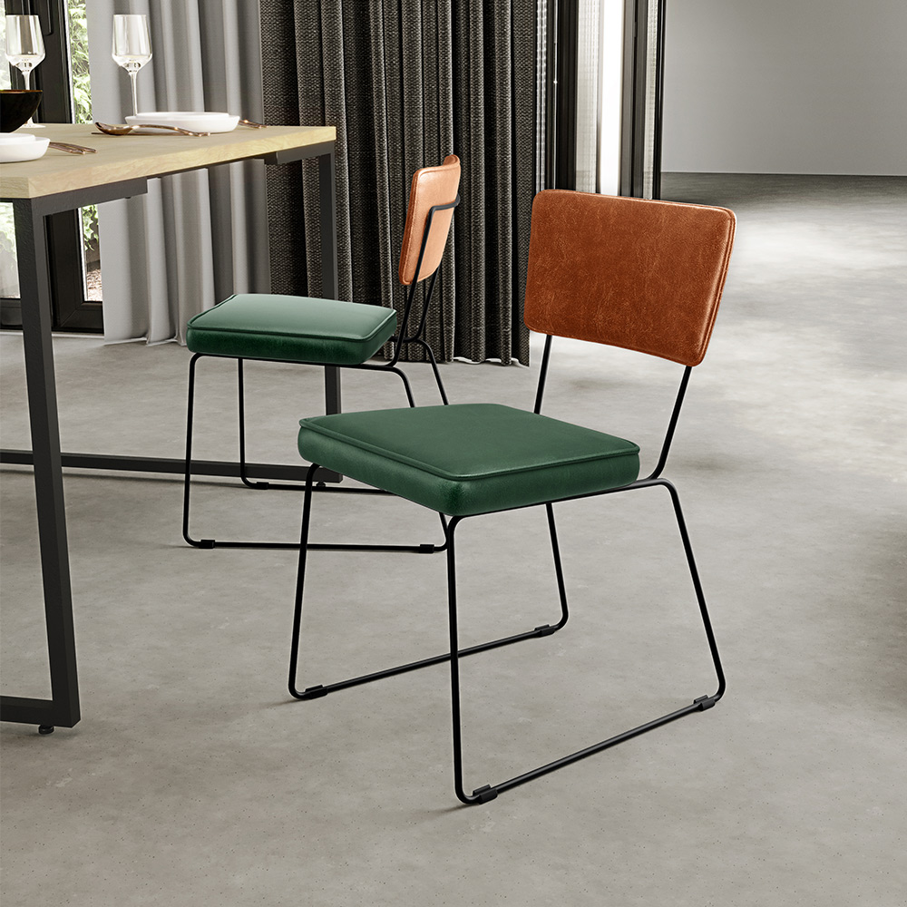 Cadeira Decorativa Estofada Sala Jantar Allana L02 Couríssimo Camel Facto Verde Musgo - Lyam Decor