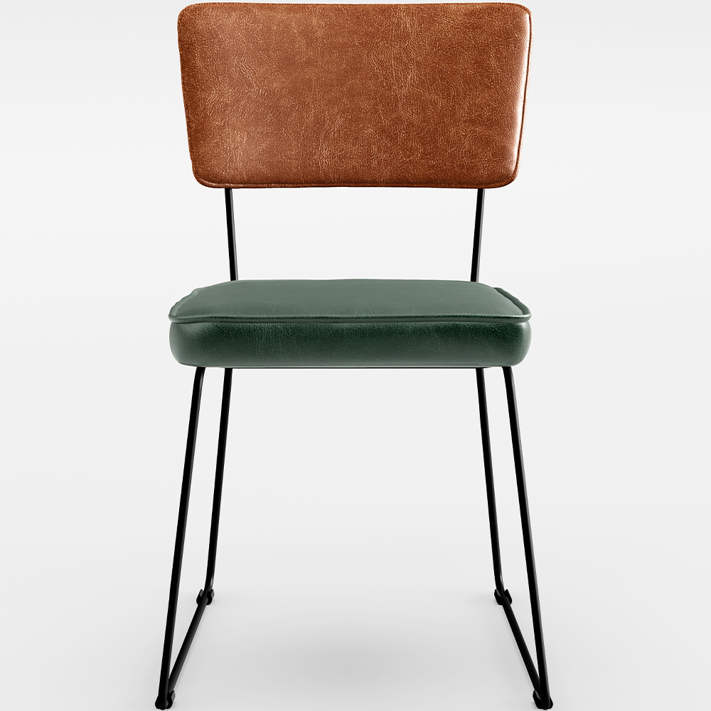 Cadeira Decorativa Estofada Sala Jantar Allana L02 Couríssimo Camel Facto Verde Musgo - Lyam Decor