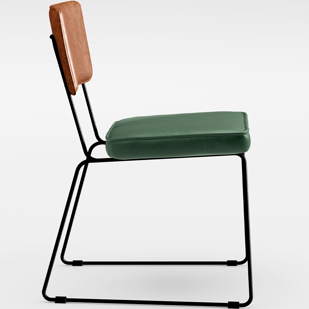 Cadeira Decorativa Estofada Sala Jantar Allana L02 Couríssimo Camel Facto Verde Musgo - Lyam Decor