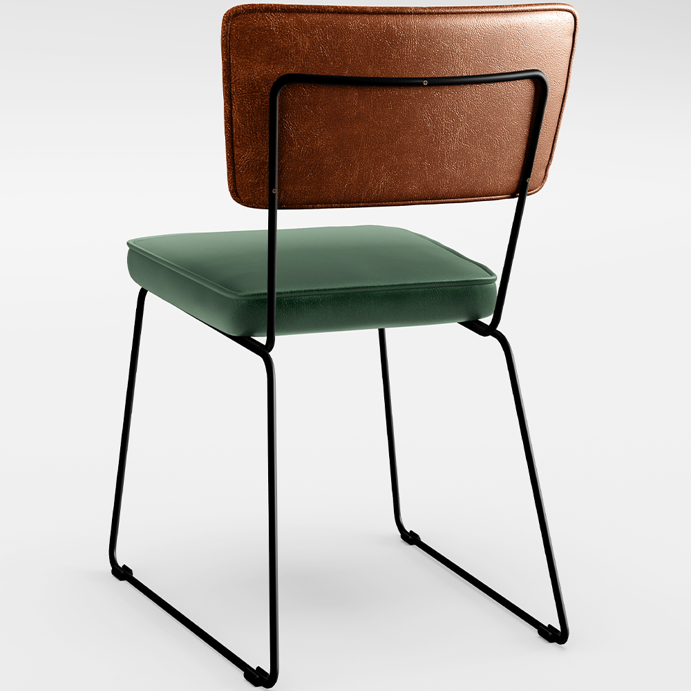 Cadeira Decorativa Estofada Sala Jantar Allana L02 Couríssimo Camel Facto Verde Musgo - Lyam Decor