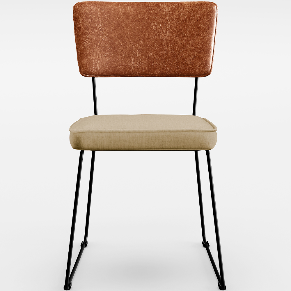 Cadeira Decorativa Estofada Sala Jantar Allana L02 Couríssimo Camel Linho Bege Escuro - Lyam Decor
