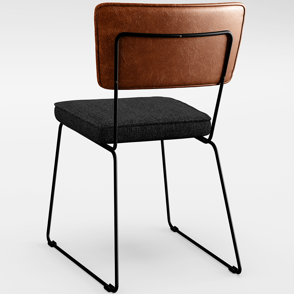 Cadeira Decorativa Estofada Sala Jantar Allana L02 Couríssimo Camel Linho Chumbo - Lyam Decor