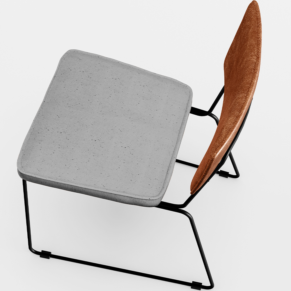 Cadeira Decorativa Estofada Sala Jantar Allana L02 Couríssimo Camel Linho Cinza - Lyam Decor