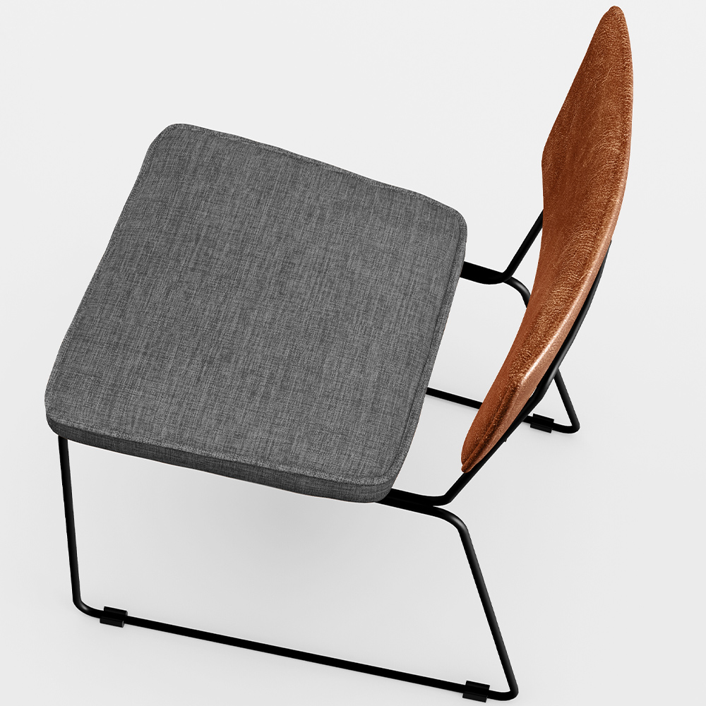 Cadeira Decorativa Estofada Sala Jantar Allana L02 Couríssimo Camel Linho Cinza Escuro - Lyam Decor