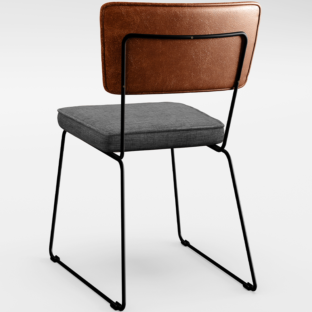 Cadeira Decorativa Estofada Sala Jantar Allana L02 Couríssimo Camel Linho Cinza Escuro - Lyam Decor